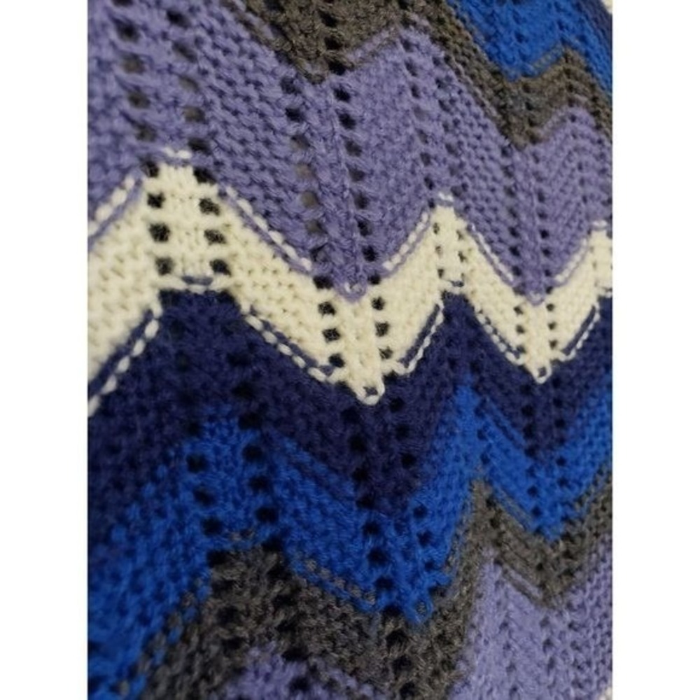 Vtg Westbound Crochet Sweater Size 1X Blue zigzag hippie - Picture 4 of 6